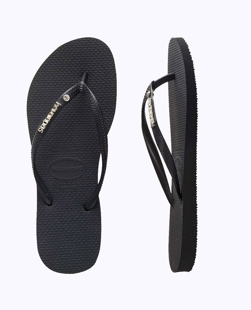 Havaianas Slim Thong Metal Logo Crystal - Black (view 2)