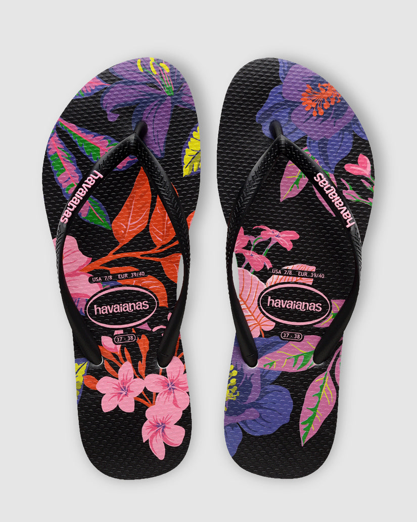Havaianas Slim Floral - Neon Black