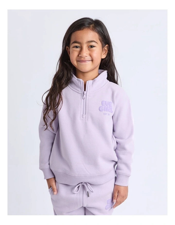 Eve Girl Sports Club 1/4 Zip Jumper - Lavender (Kids Sizes 3-7)