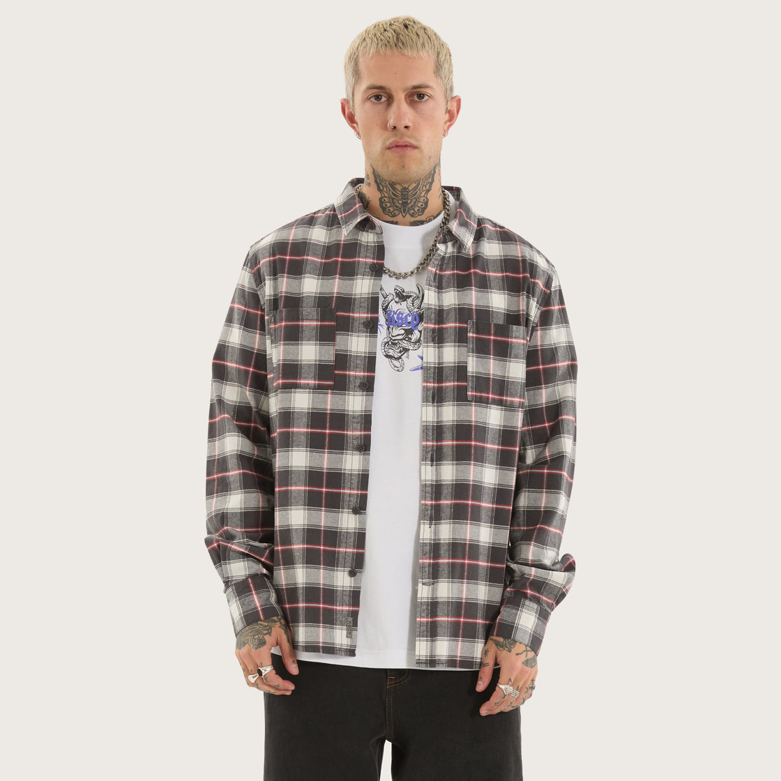 Kiss Chacey Unknown LS Shirt - Asphalt Check