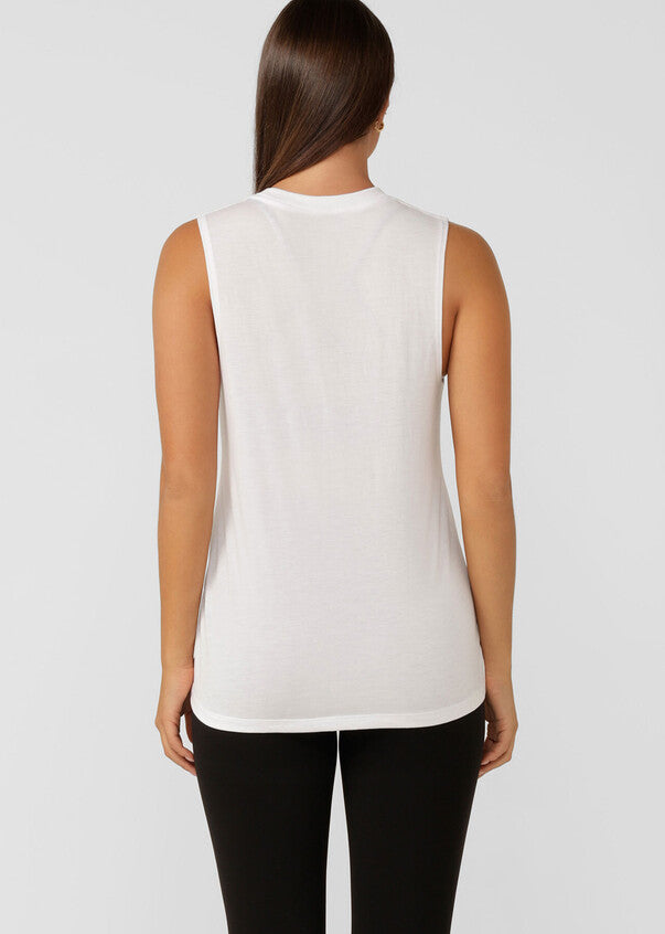 Lotus Muscle Tank - White