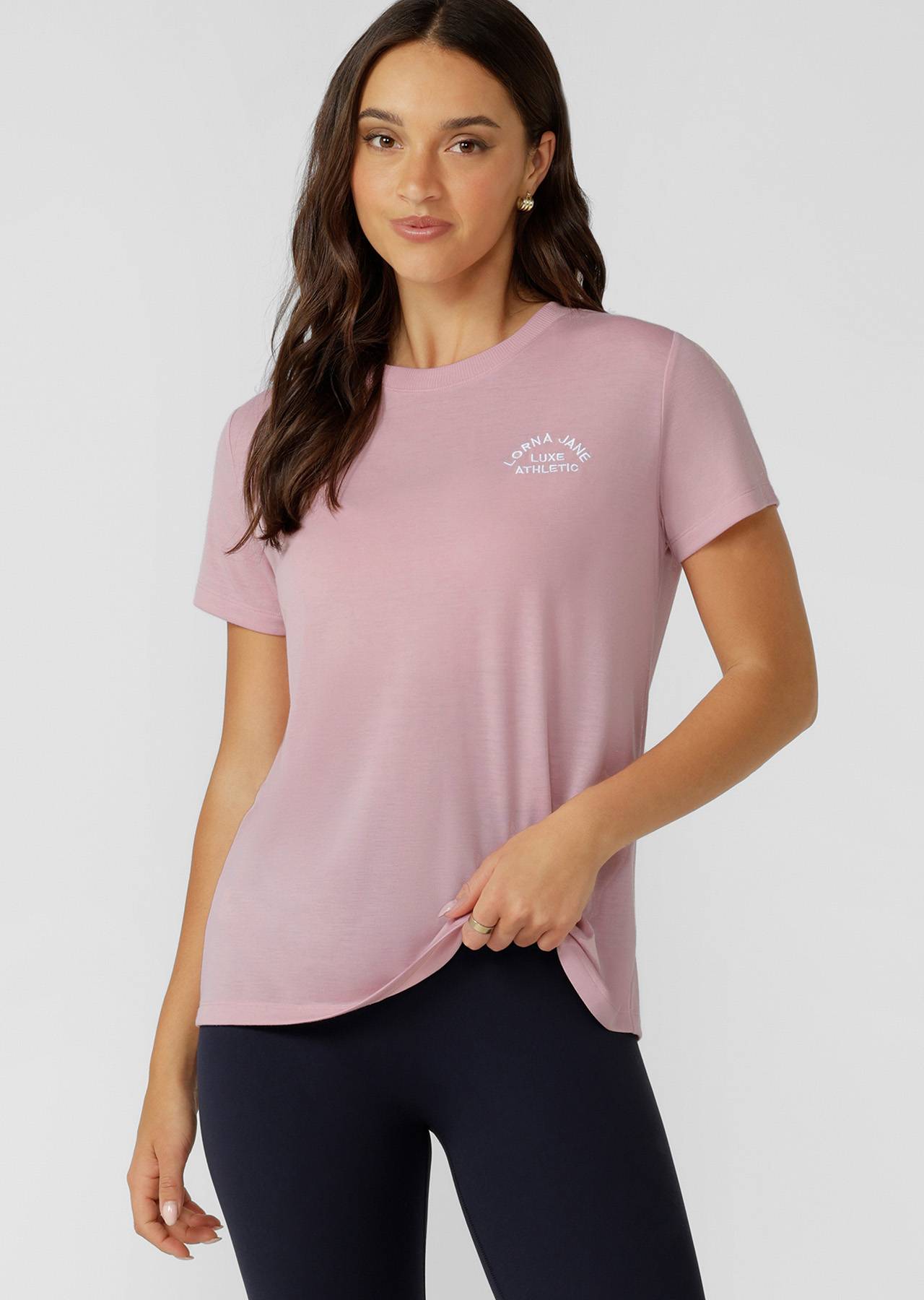 Lorna Jane Lotus T-Shirt Dusty Rose front