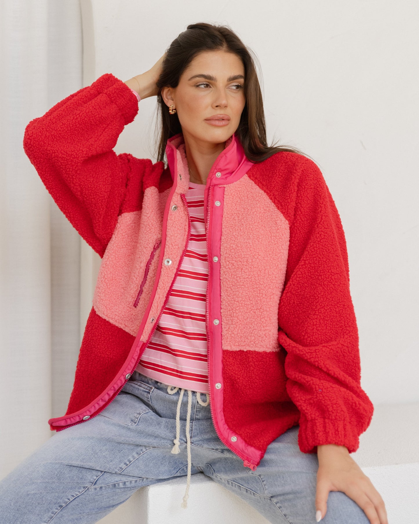 Franklin Fleecy Jacket - Pink / Red