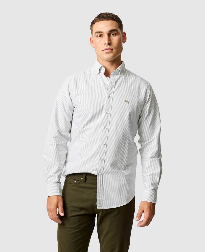 Rodd & Gunn Oxford Stripe Long Sleeve Shirt in Eucalyptus