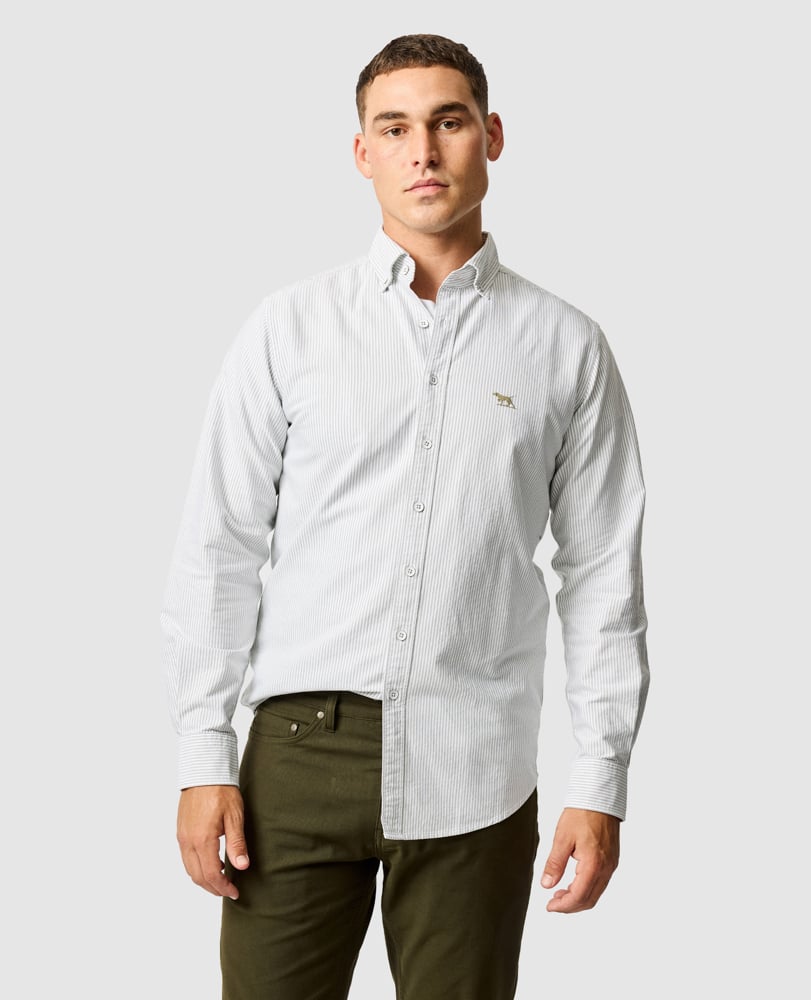 Rodd & Gunn Oxford Stripe Long Sleeve Shirt in Khaki