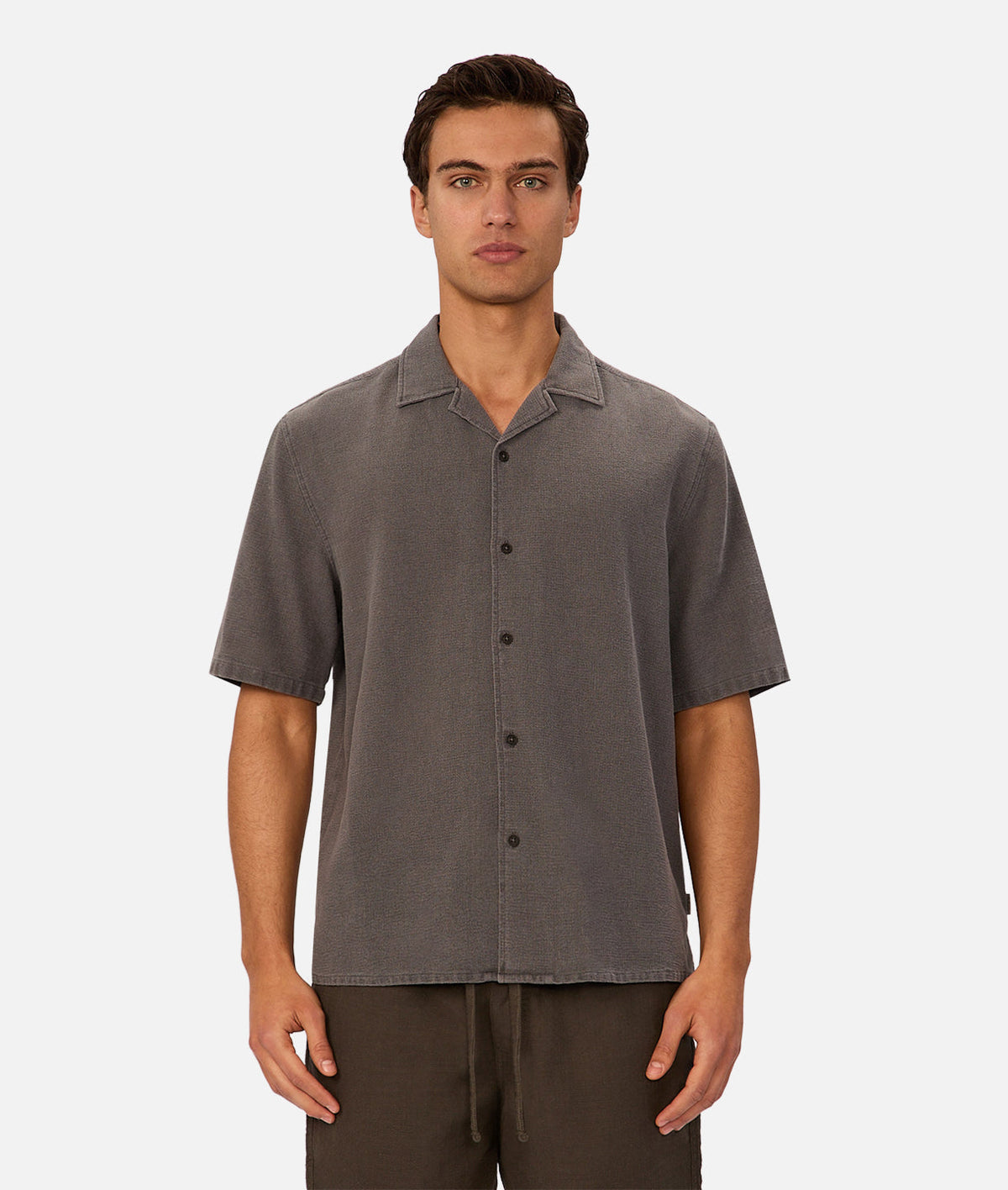Industrie The Washed Marbella Short Sleeve Shirt in gunmetal