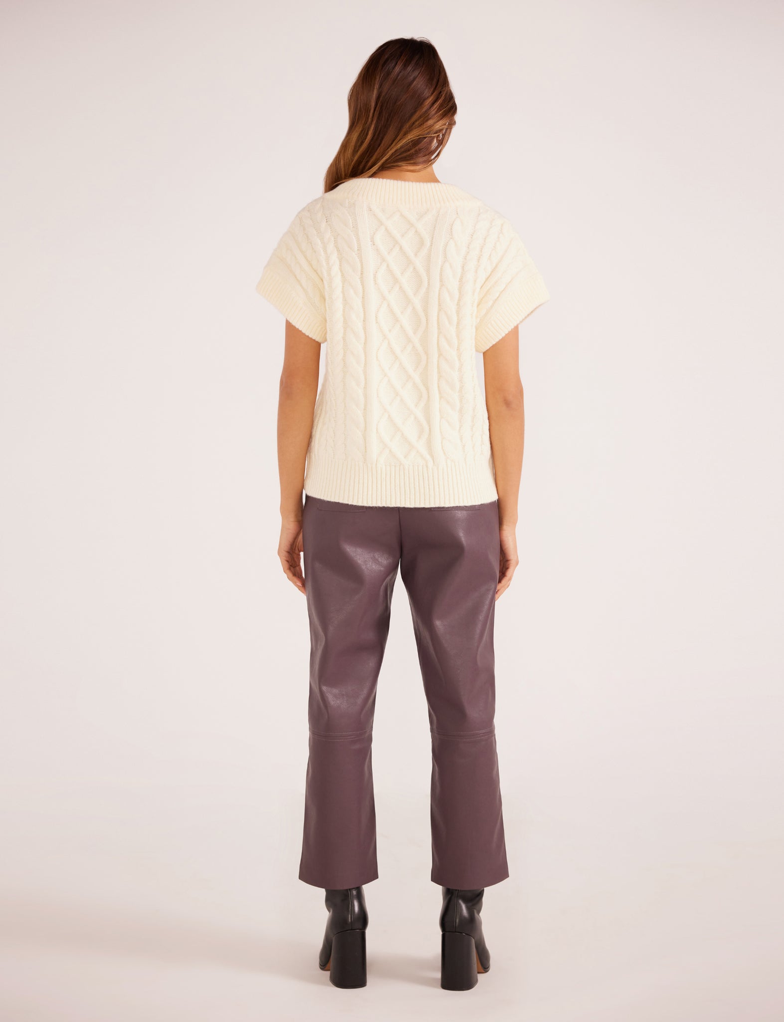 Mink Pink Esther Cable Knit Vest - Ivory (view 4)
