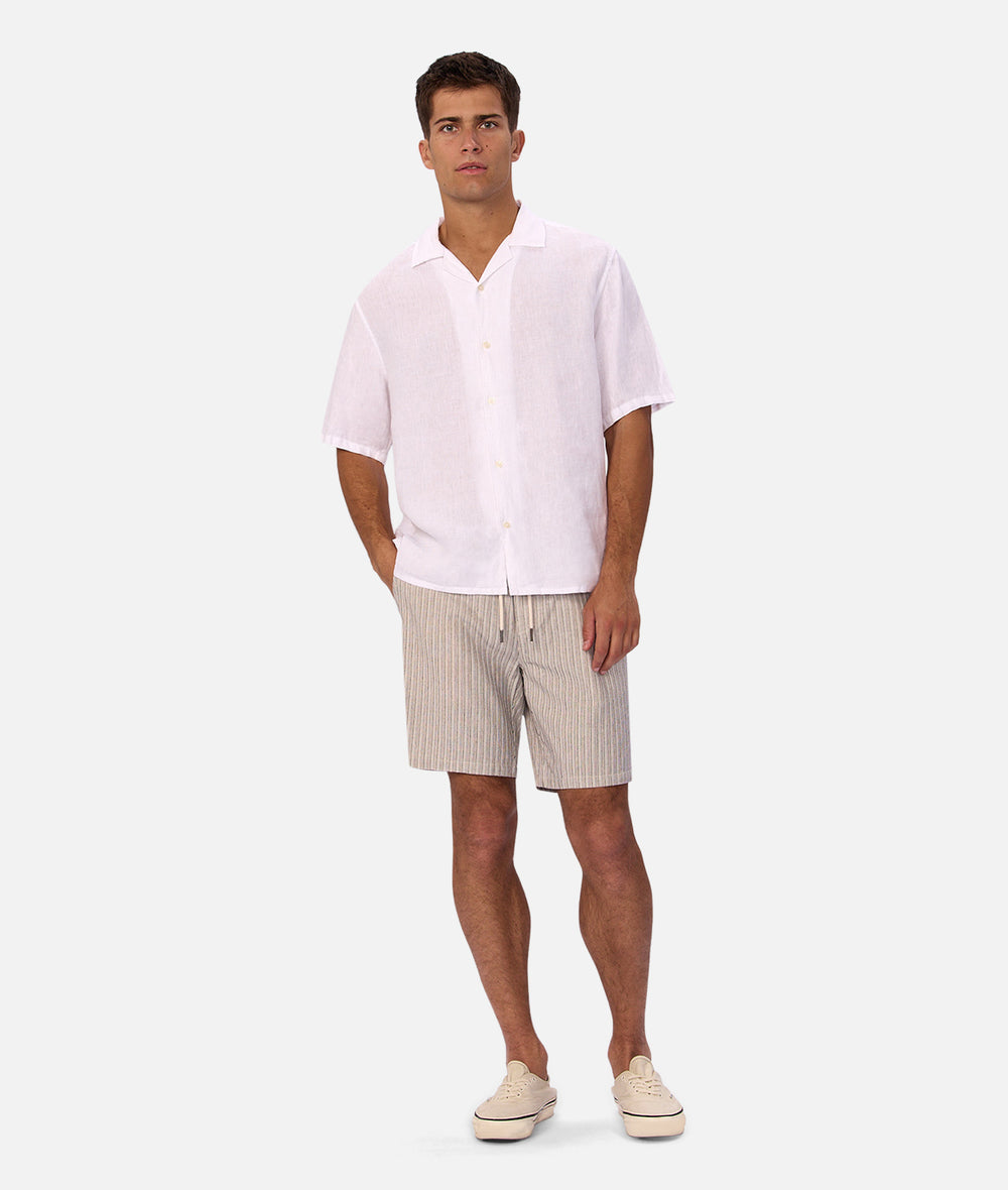 Industrie The St Martins Short Sleeve Linen Shirt - Winter White (view 2)