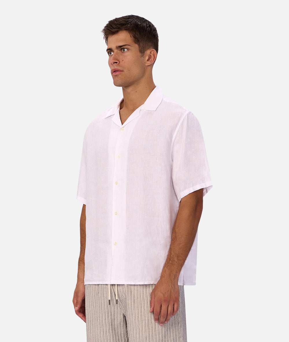 Industrie The St Martins Short Sleeve Linen Shirt - Winter White (view 3)