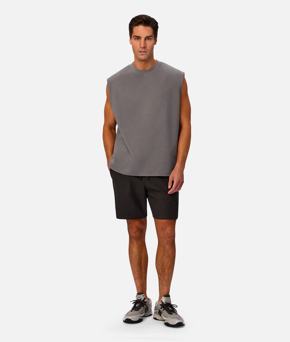 Industrie Tech Port Sleeveless Tee gunmetal detail