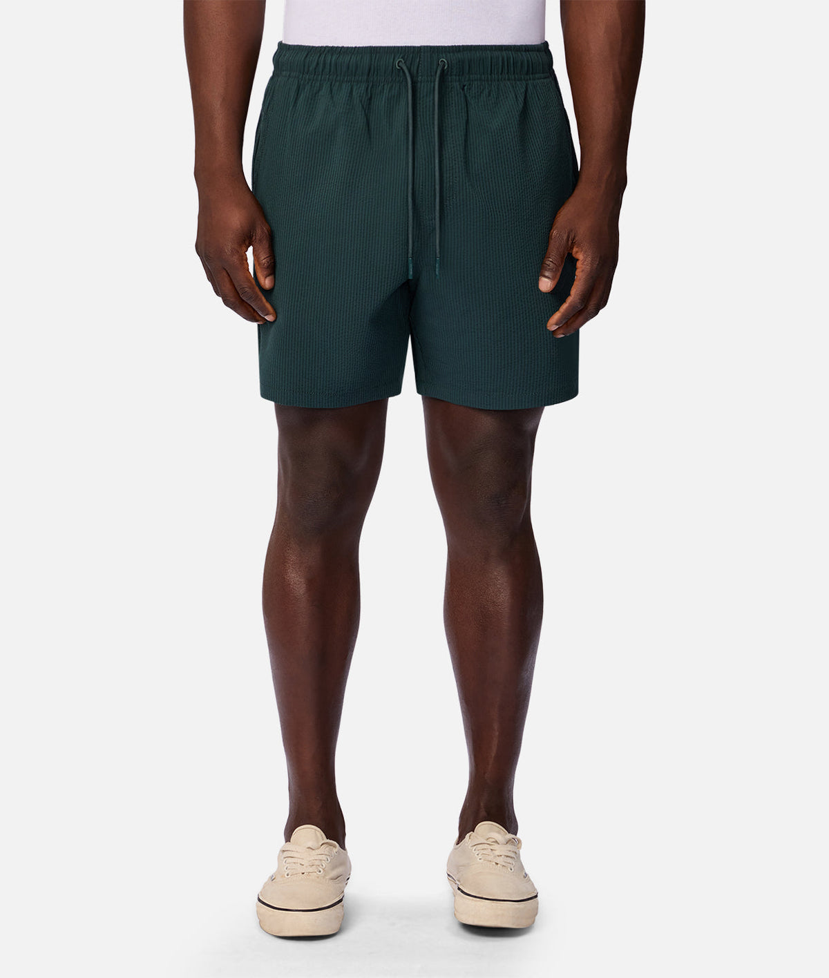 Industrie The New Seersucker Swim Short in deep emerald