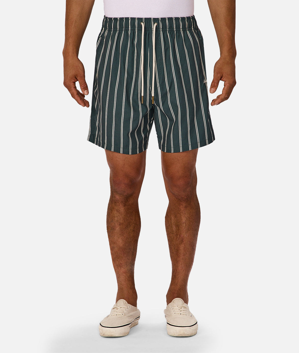Industrie The Posada Swim Short in pine and white stripe