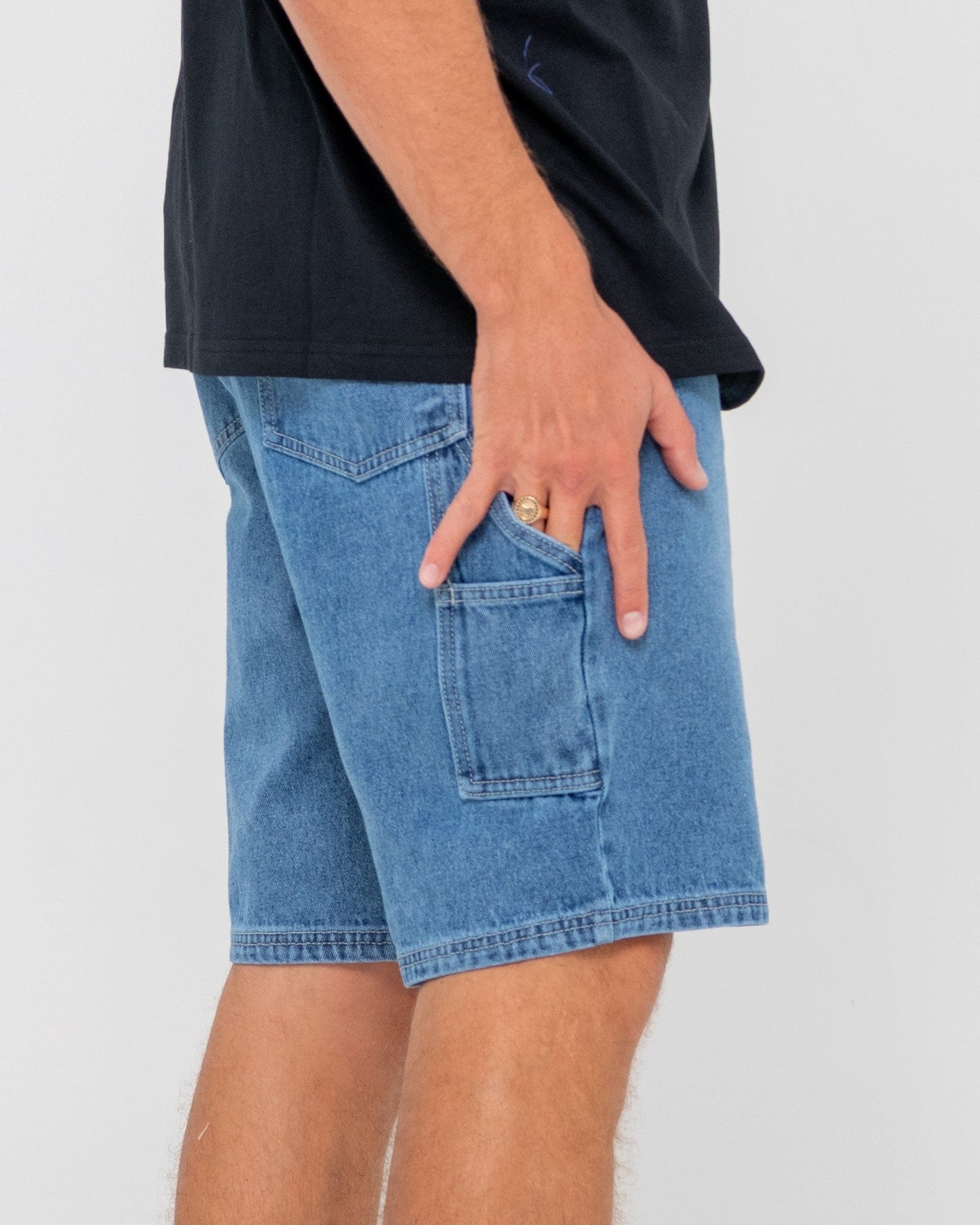 Dungaree Denim Jort - Hard Hat Blue