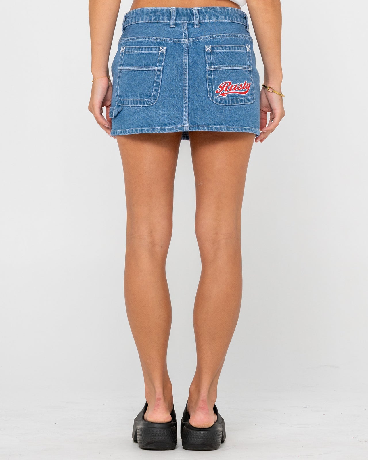 Rusty Billie Low Rise Denim Mini Skirt - Middy Blue (view 2)