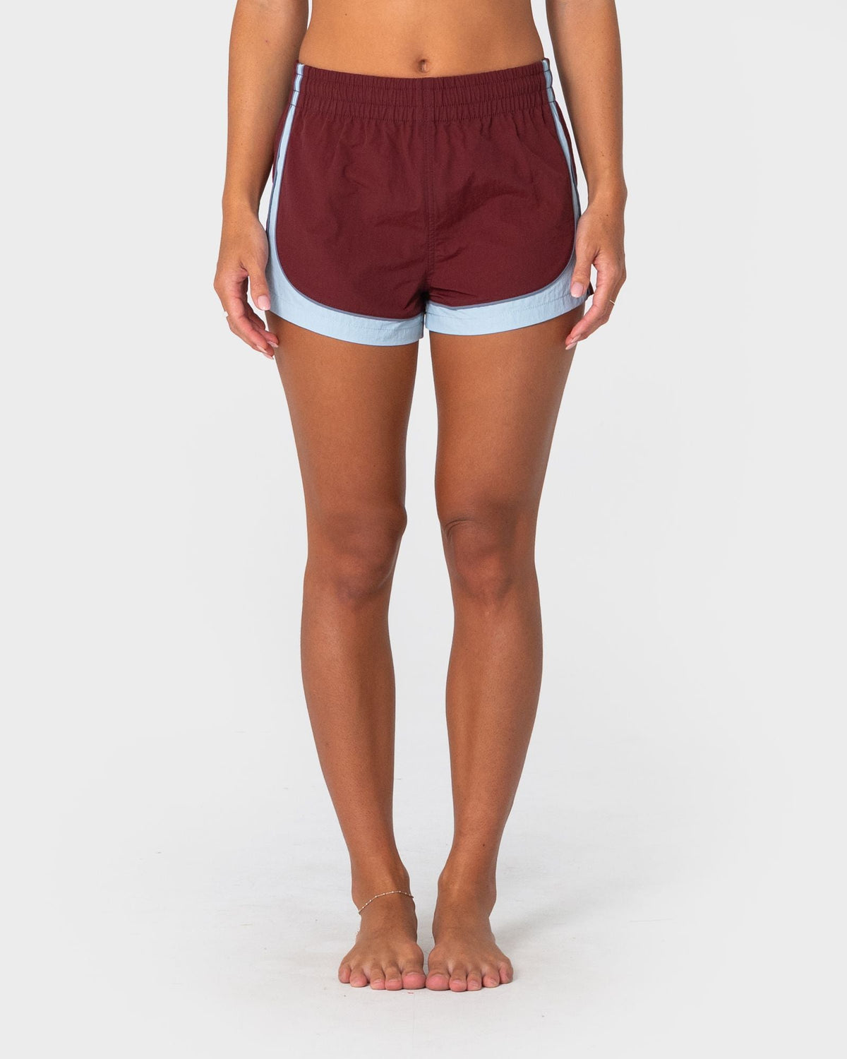 Rusty Elastic Panel Crank Boardshort cranberry front view