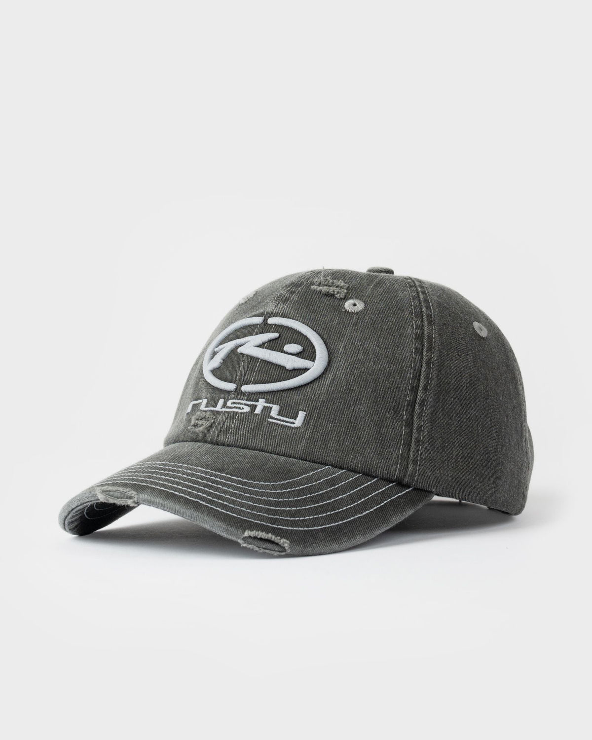 Rusty Split Seam Dad Cap in washed black