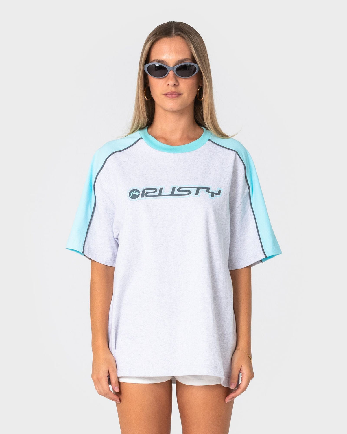 Rusty Timmy Target Oversize Tee ecru marle front view
