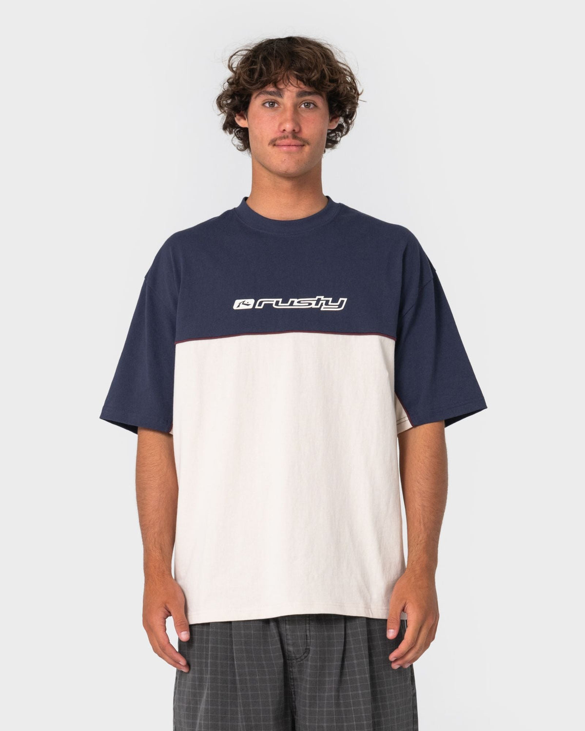 Rusty Infinity Short Sleeve Tee in cream - detail