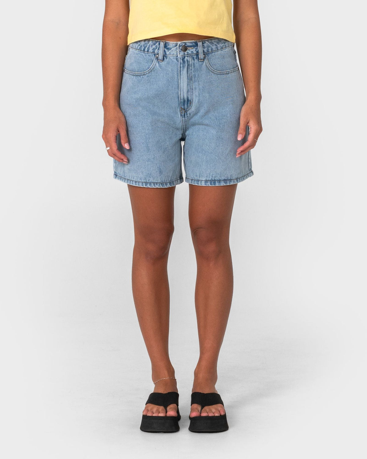 Rusty Cyprus High Denim Short true blue front view