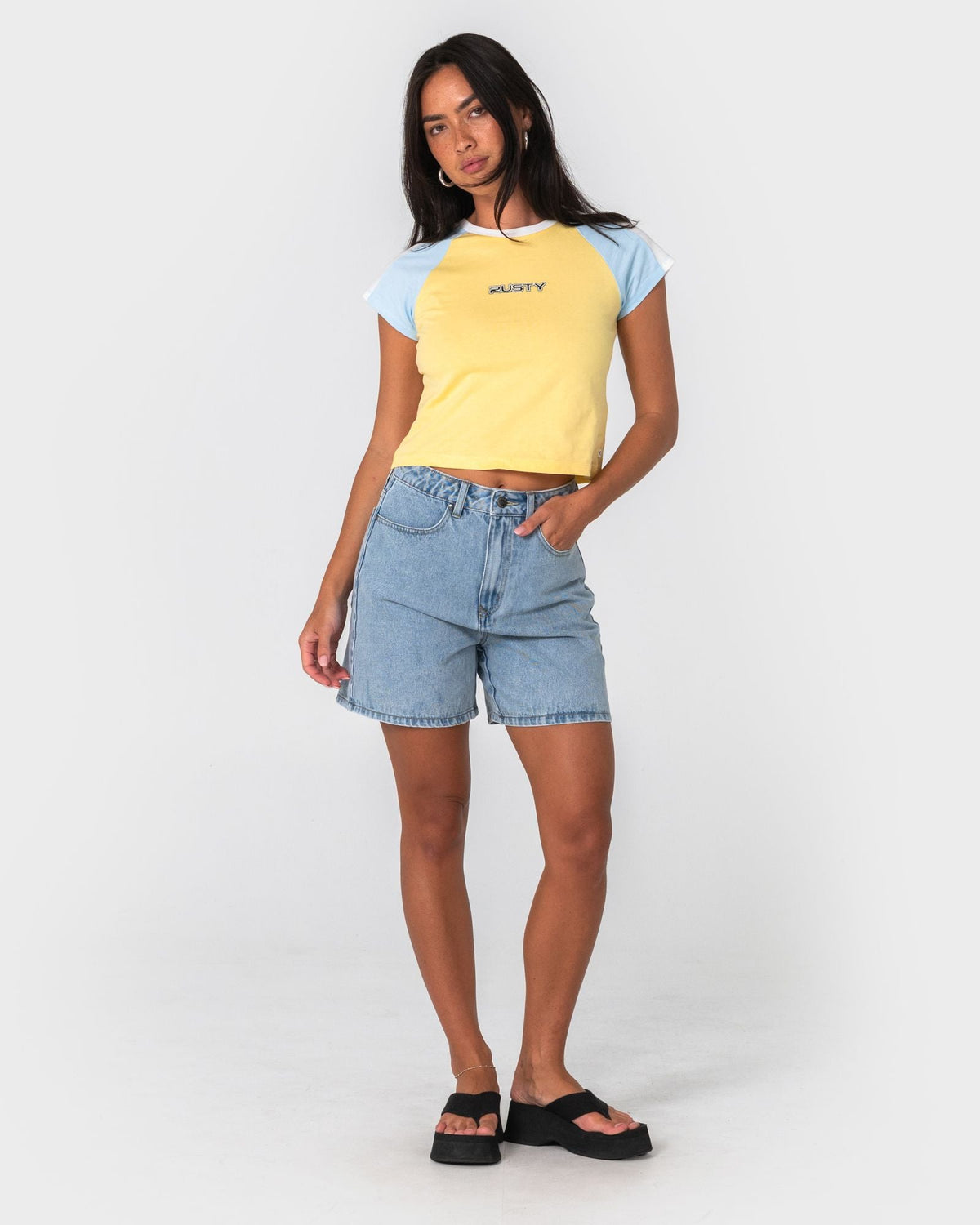 Rusty Cyprus High Denim Short in true blue