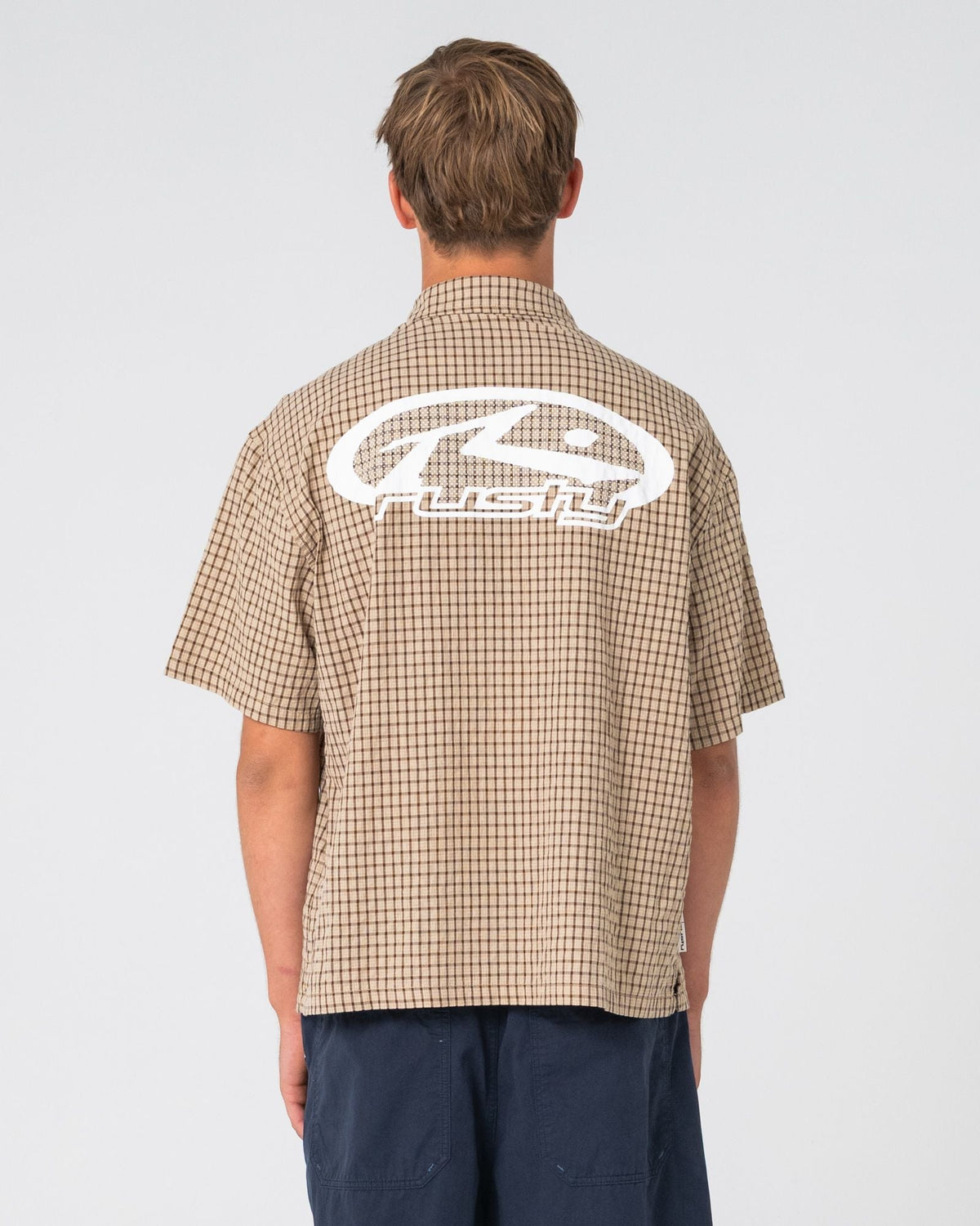 Rusty Defender Dennis Short Sleeve Shirt in mushroom back
