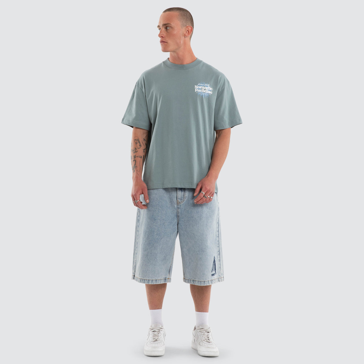 Nomadic Paradise Desert Street Tee in Stormy Sea - back