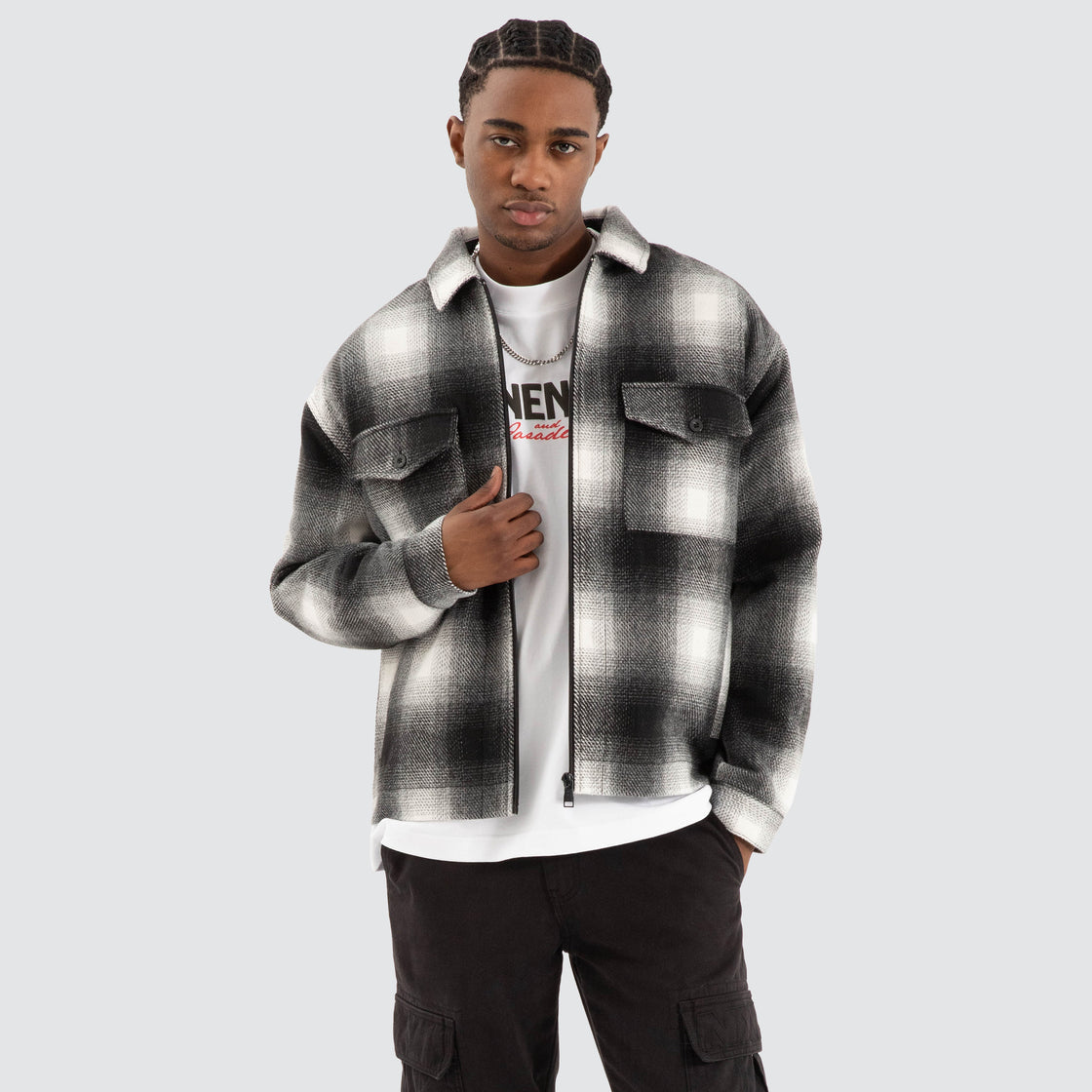 Rugged Relaxed Jacket - Black / White Check