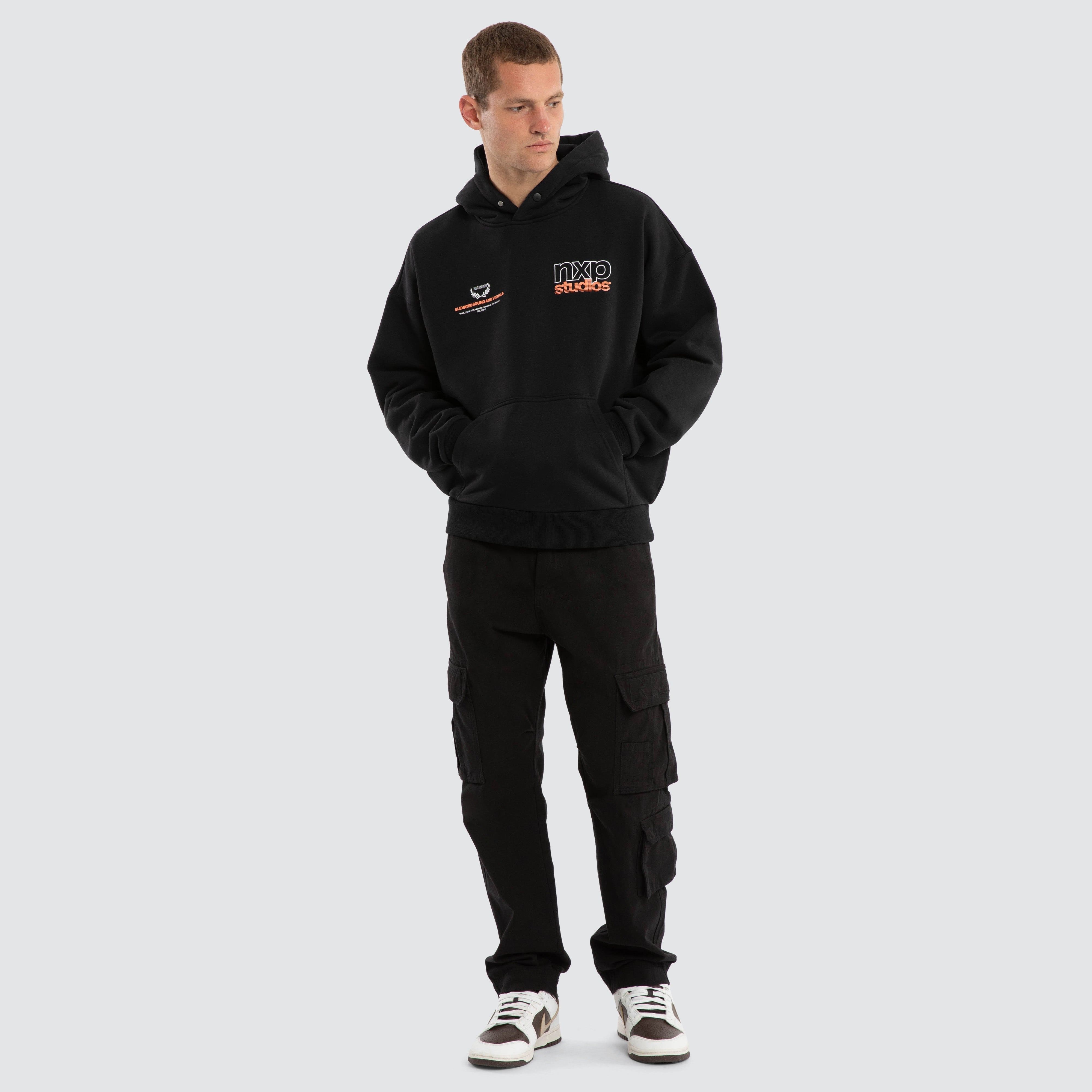 NXP Major Box Fit Hoodie Anthracite Black - back view