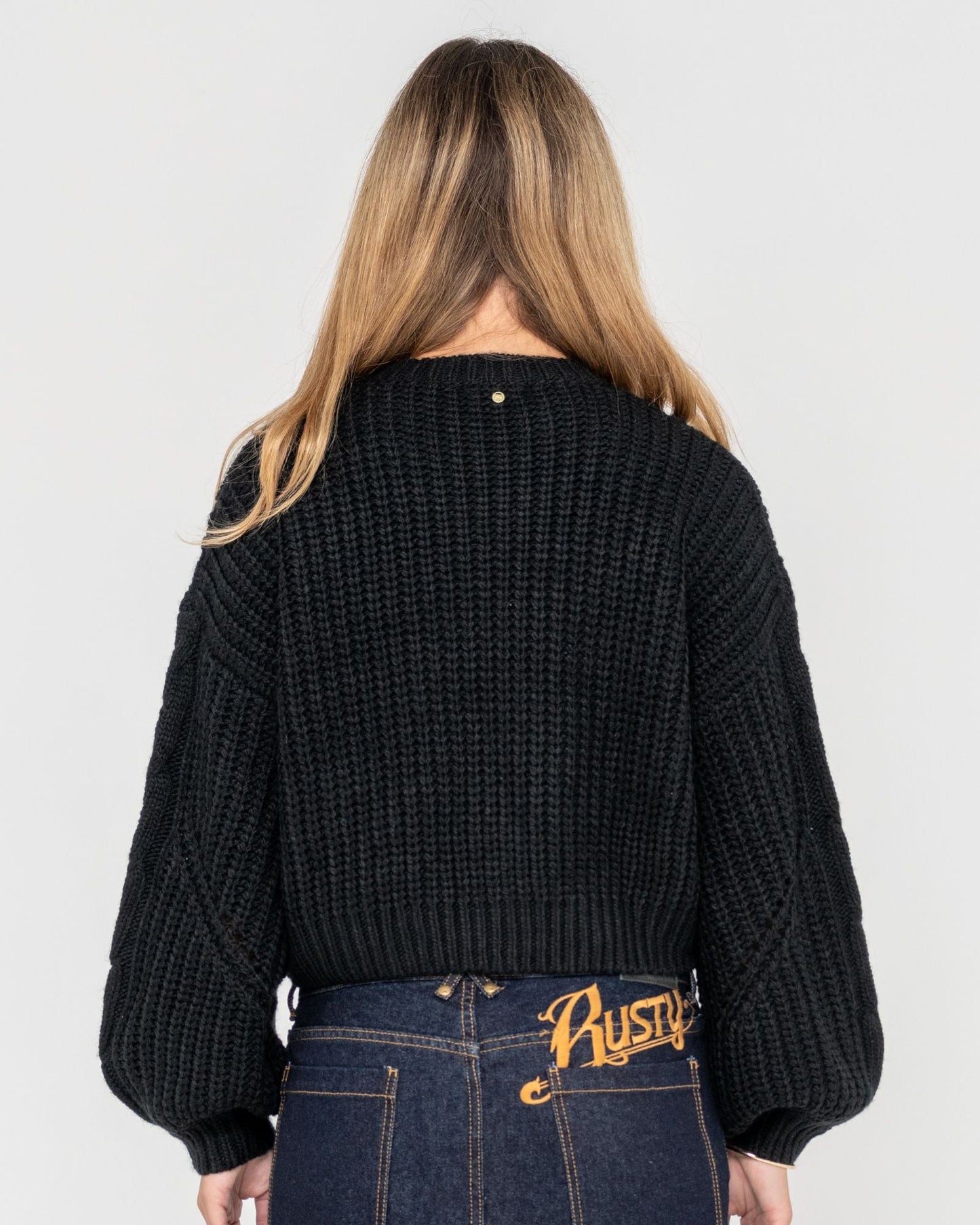 Folktale Crop Chunky Knit - Black
