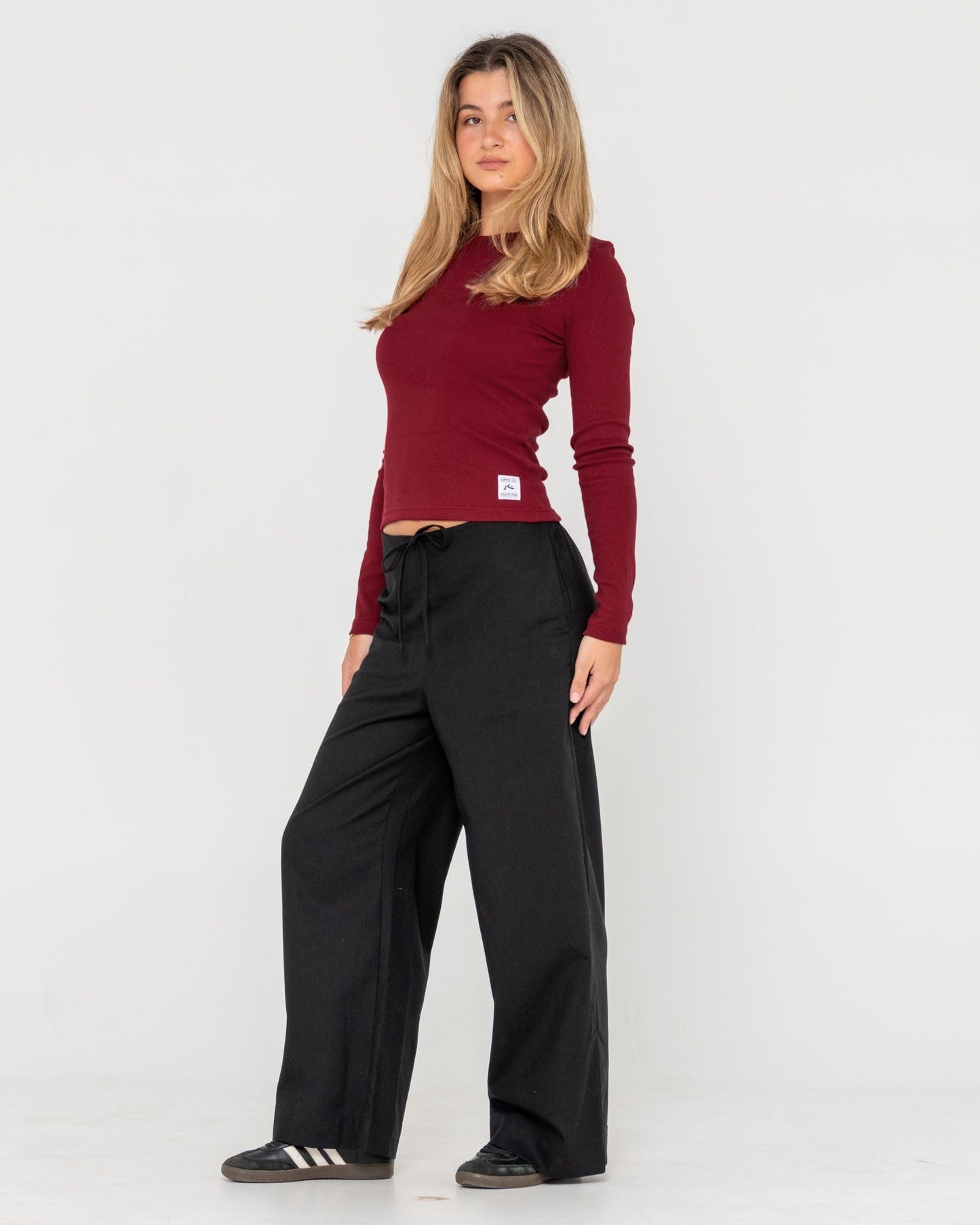 Essentials Ribbed Long Sleeve Tee - Rhubarb