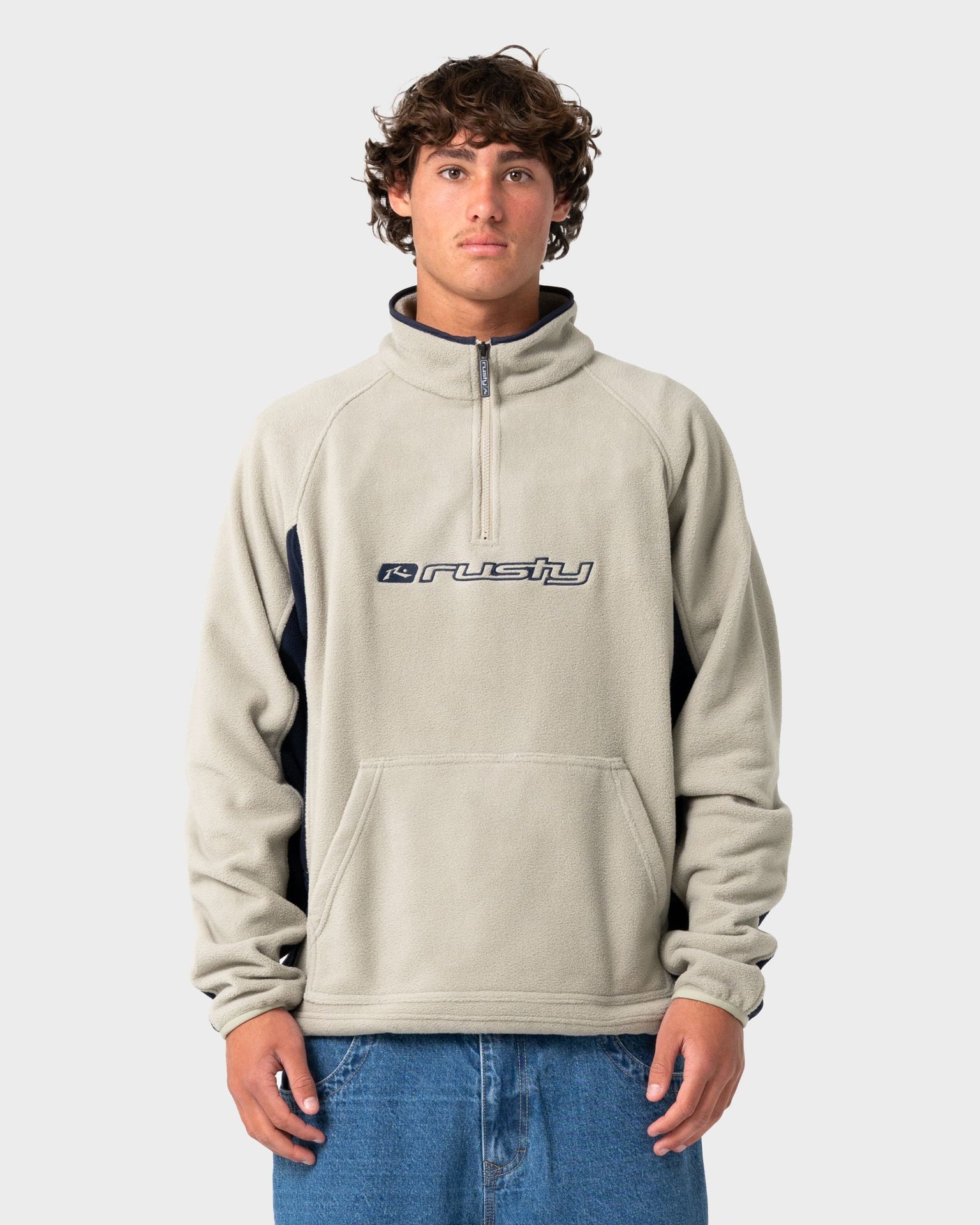 Rusty Blizzard Quater Zip Polar Fleece - Abbey Stone (view 2)