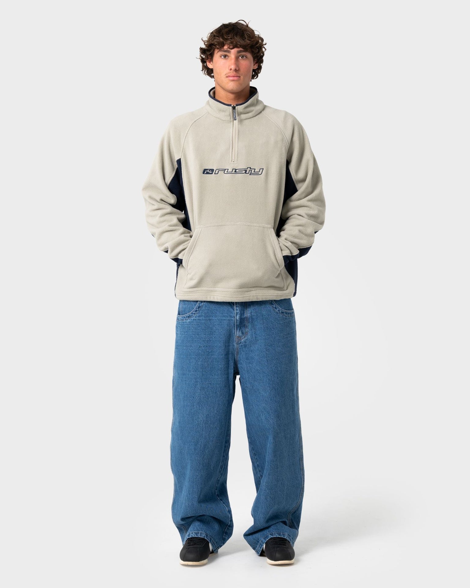 Rusty Blizzard Quater Zip Polar Fleece - Abbey Stone