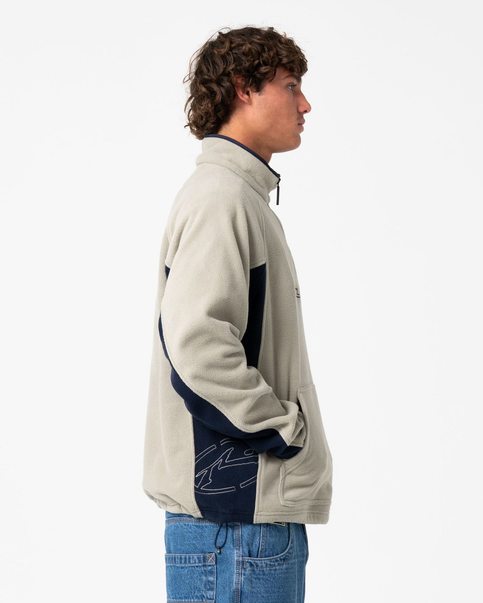 Rusty Blizzard Quater Zip Polar Fleece - Abbey Stone (view 3)