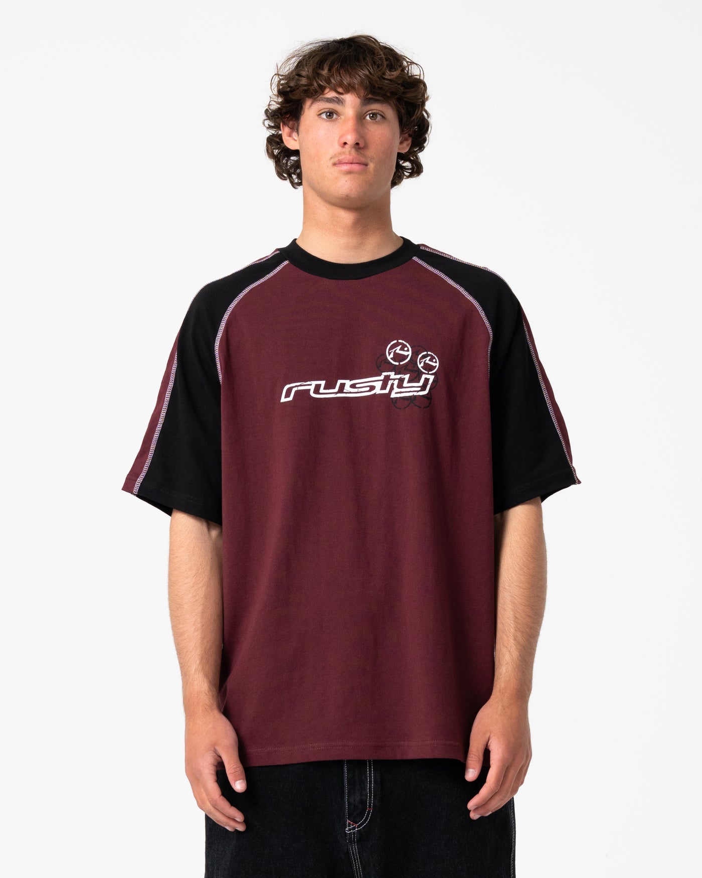 Rusty Omac Short Sleeve Tee - Burgundy