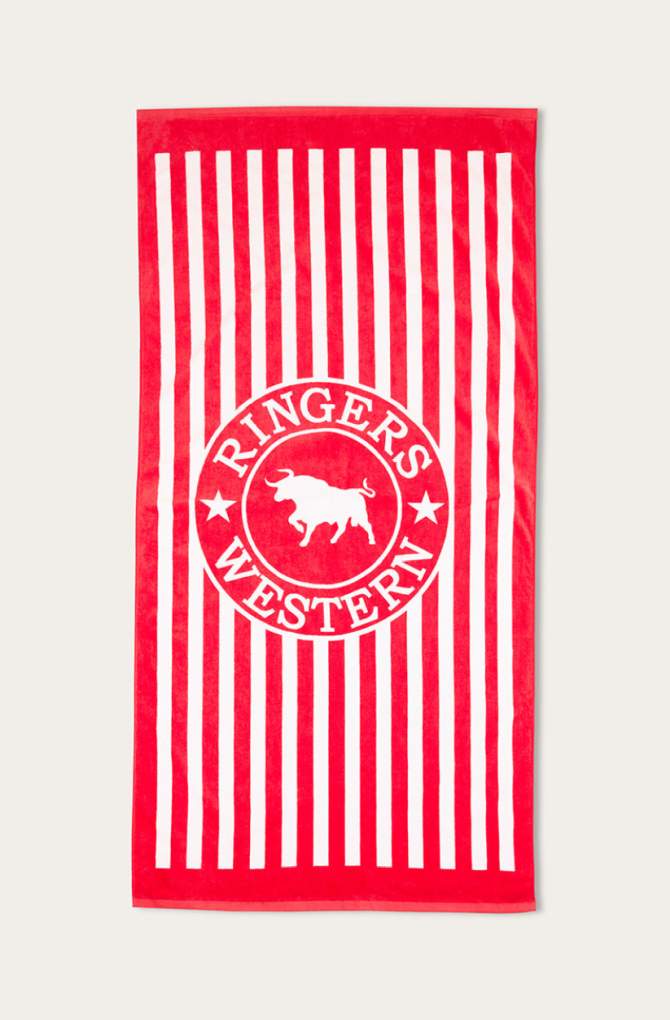 Ringers Western Stripe Towel Red - folded detail