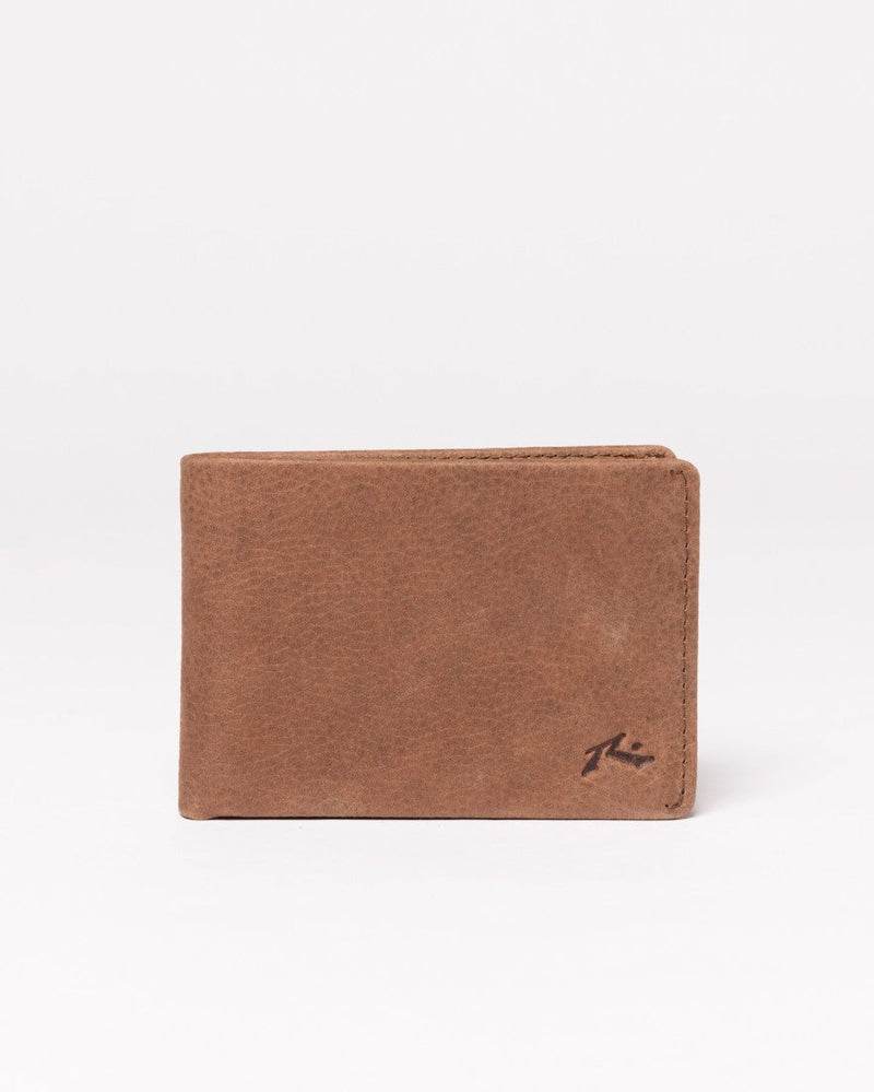 Rusty Busted Leather Wallet - Dark Tan