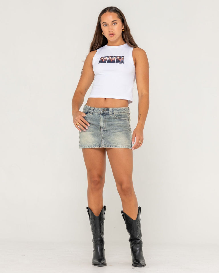 Rusty Dirty Mavericks Denim Mini Skirt - Dirty Dawg (view 2)