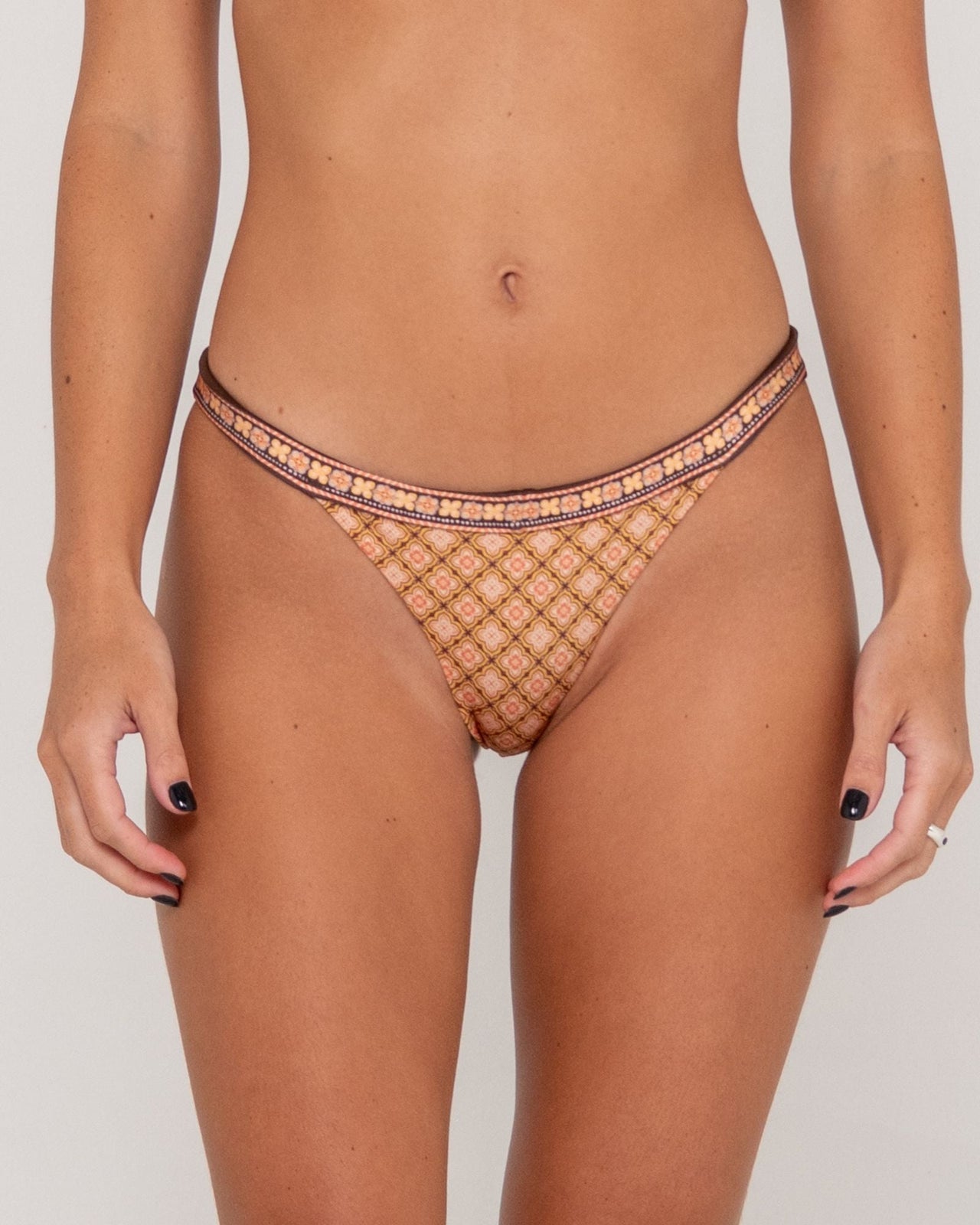 Rusty Georgie Geo Midi Bikini Bottom - Sunset Orange