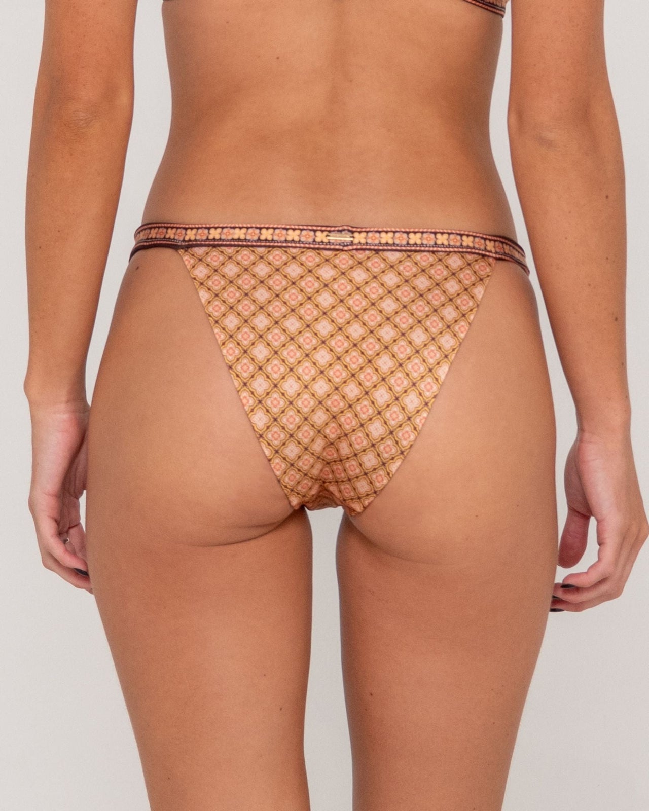 Rusty Georgie Geo Midi Bikini Bottom - Sunset Orange (view 3)