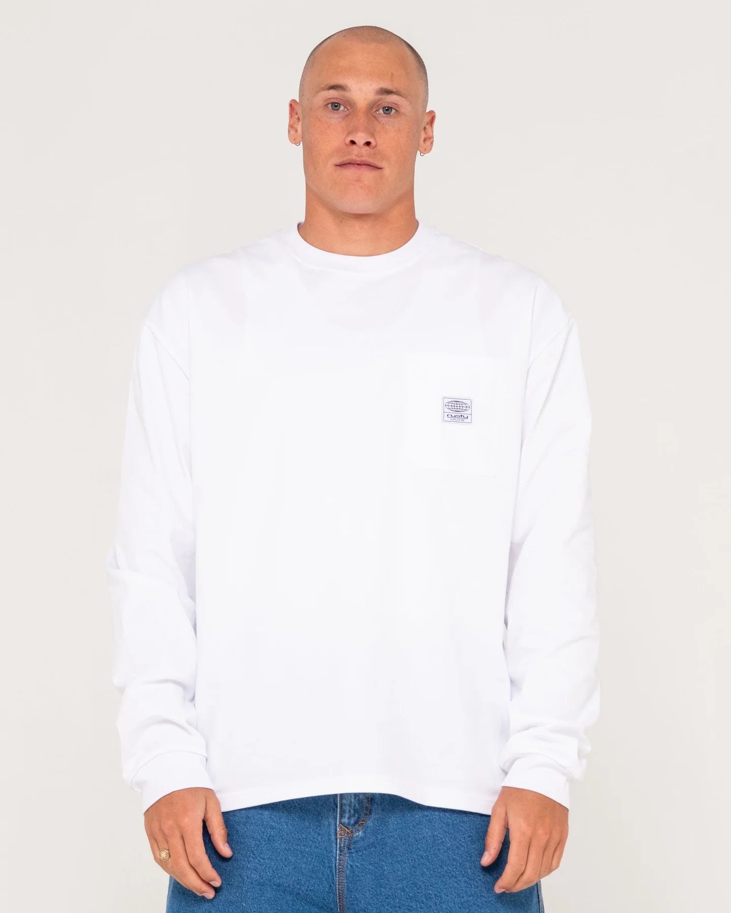 Rusty Steezey Long Sleeve Oversized Tee - White