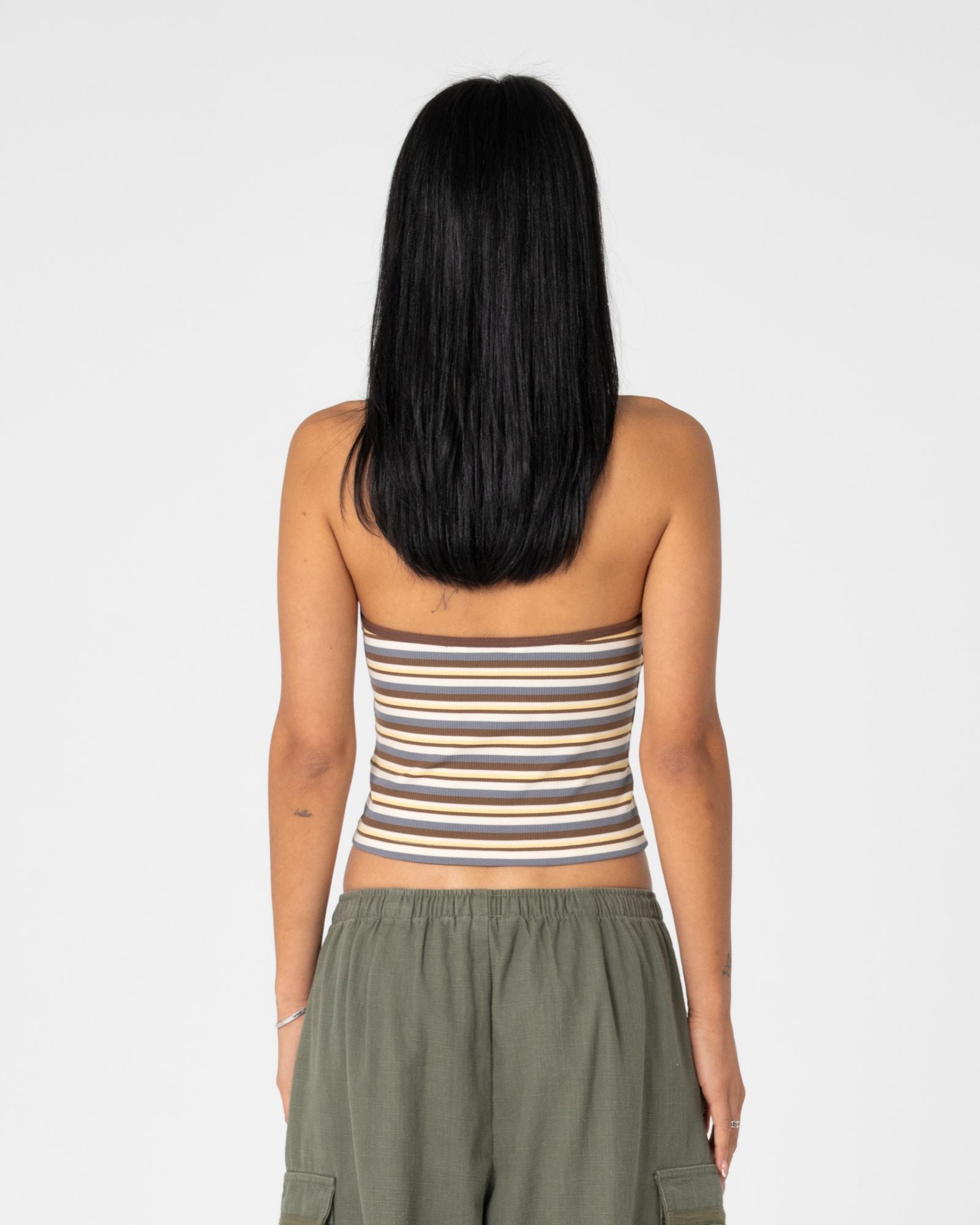 Halley Halter Top - Retro Amber Stripe