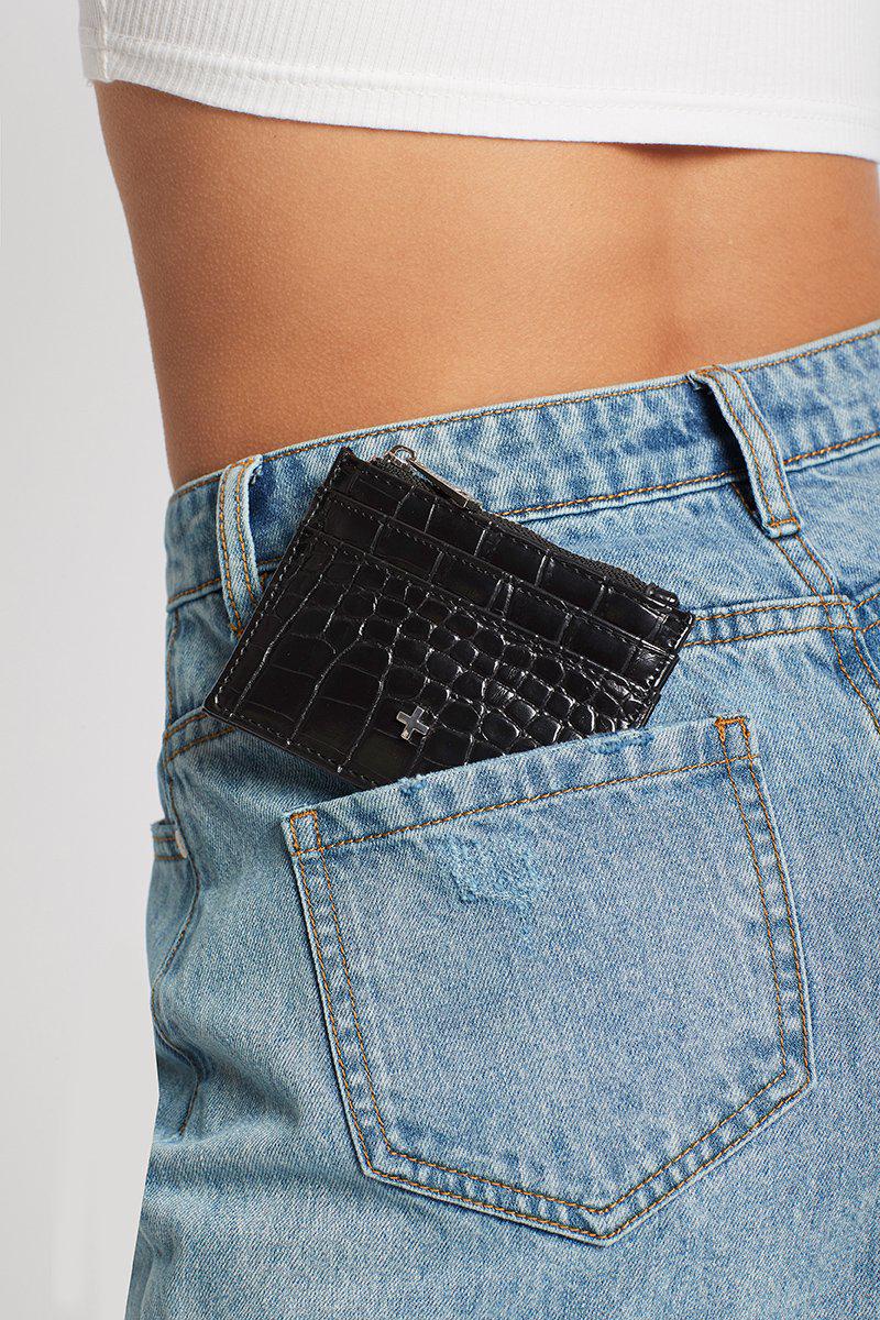 Peta + Jain Ivy Credit Card Wallet Black Croc - lifestyle view