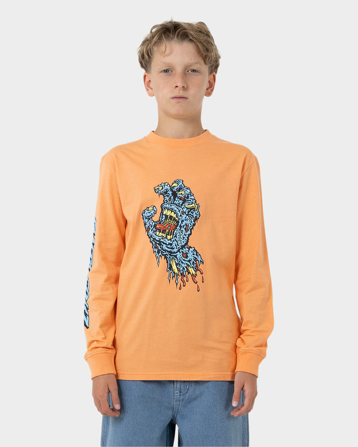 Santa Cruz Decaying Hand Centre Strip LS Tee - Orange