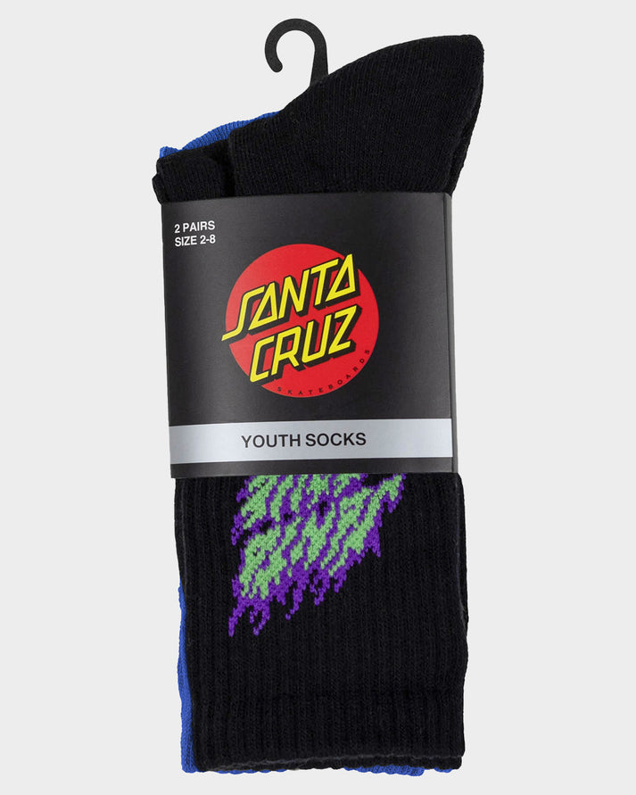 Santa Cruz Flaming Stack Crew Sock - Black / Dark Blue (view 2)