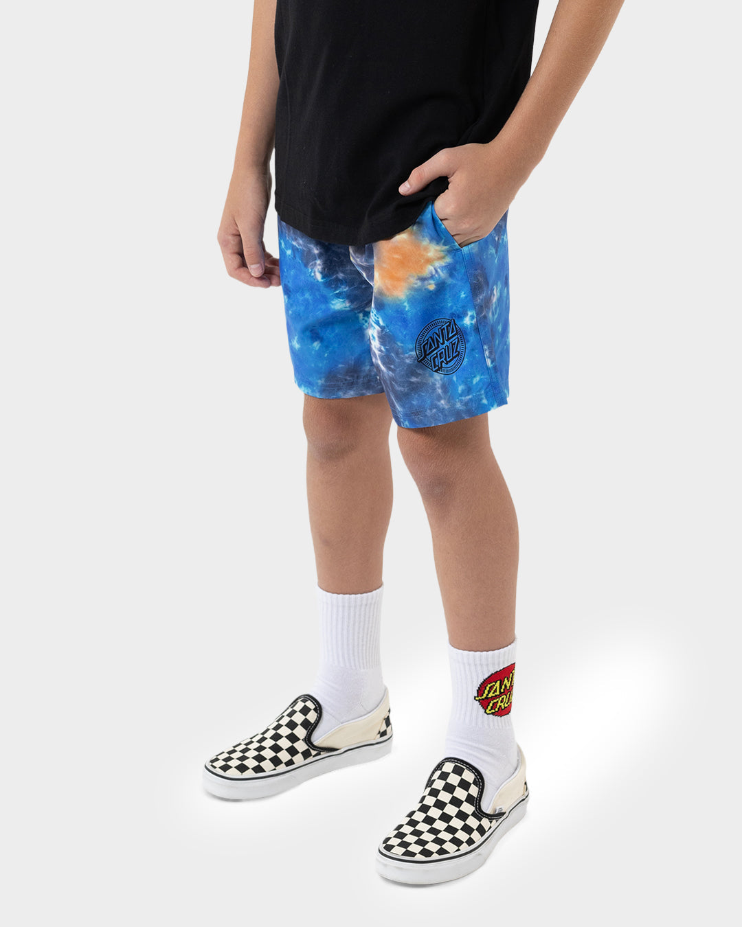 Santa Cruz Industrial Dot Mono Boardshort Blue Tie Dye - fabric detail