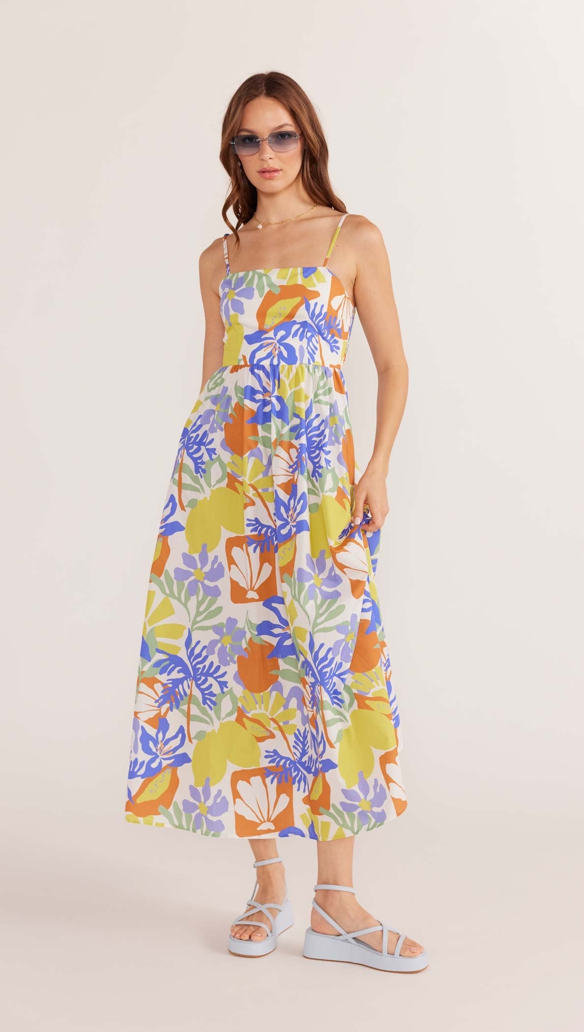 Dahlia Empire Midi Dress - Tropical