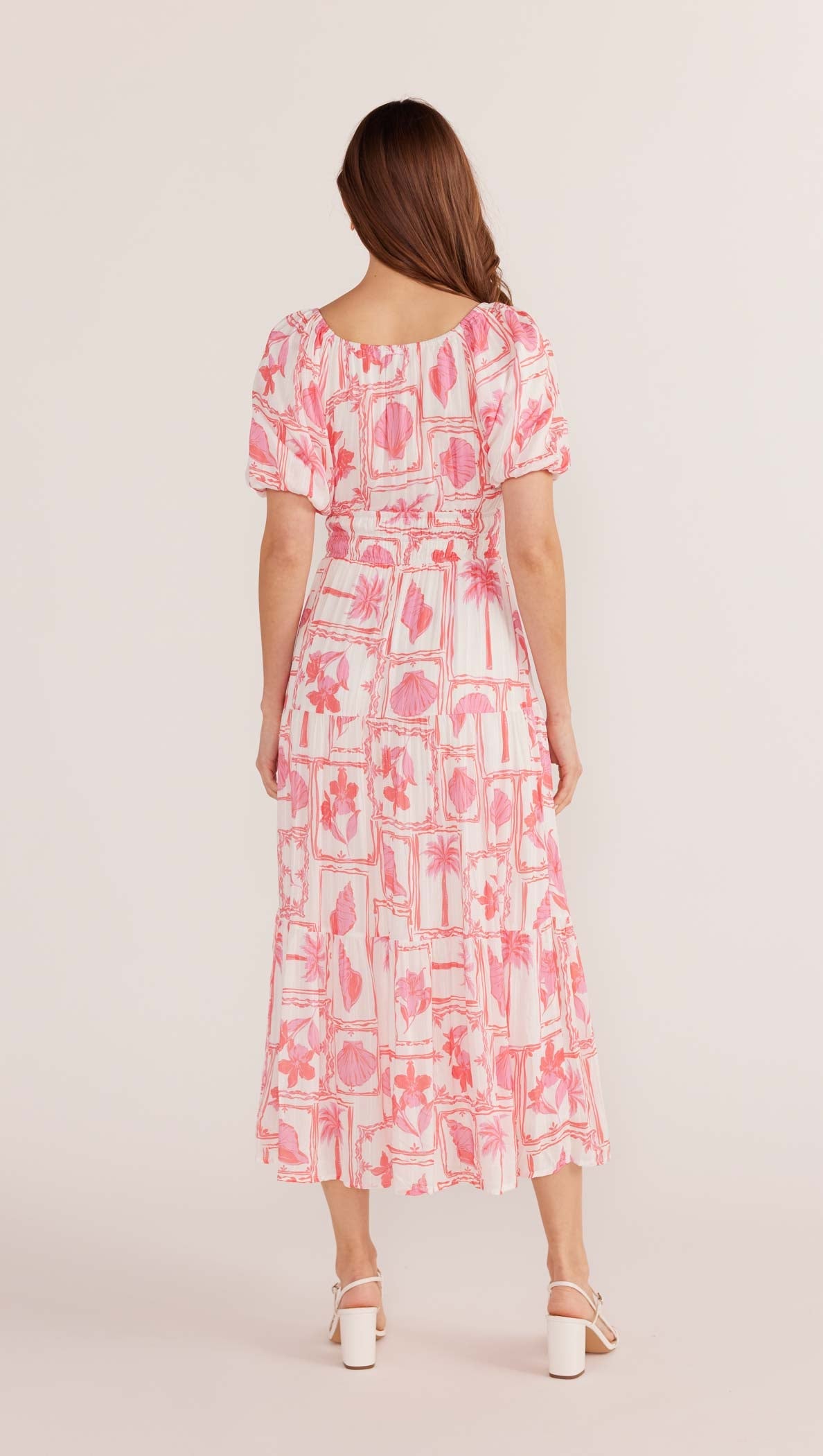 Bria Puff Sleeve Midi Dress - Summer Postcard