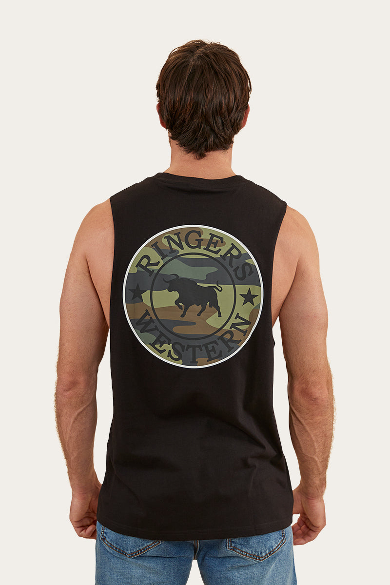 Ringers Western Signature Bull Mens Muscle Tank - Black/Camo