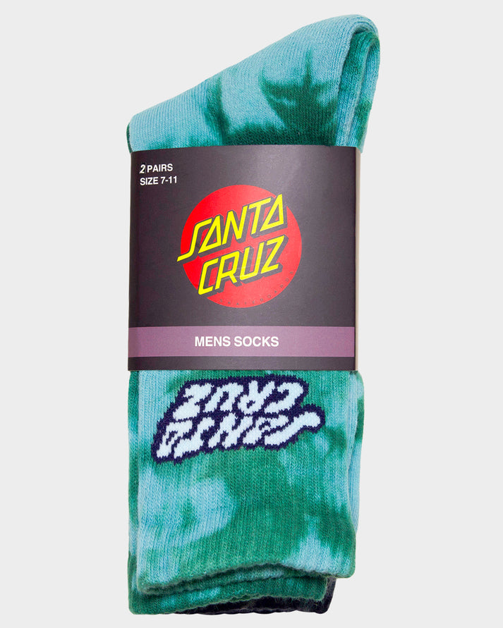 Santa Cruz Comic Stack Crew Sock - 7/11 - Green Tie Dye / Black Tie Dye (view 2)