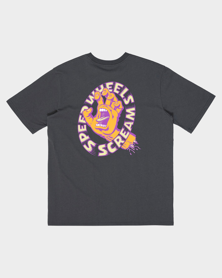 Screaming Hand Strip Front Tee - Washed Black